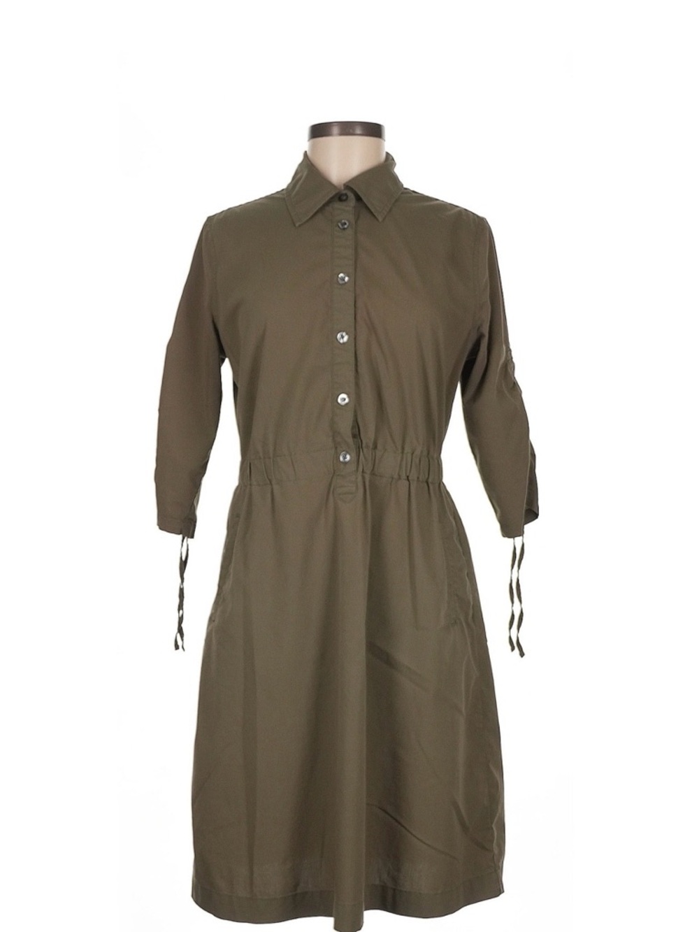 Converse Olive Button-Front Drawstring Waist Jumpsuit
